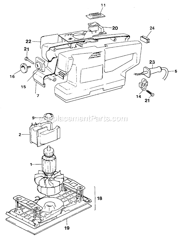 Page A Diagram and Parts List for G-7454 Type 2 Black and Decker Sander Polisher